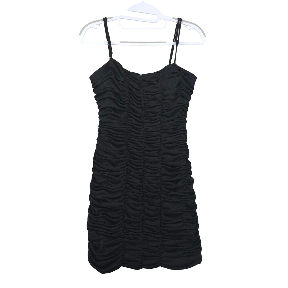 Twenty One Dress Size M Black Mini Ruched Bodycon Evening Cocktail LBD